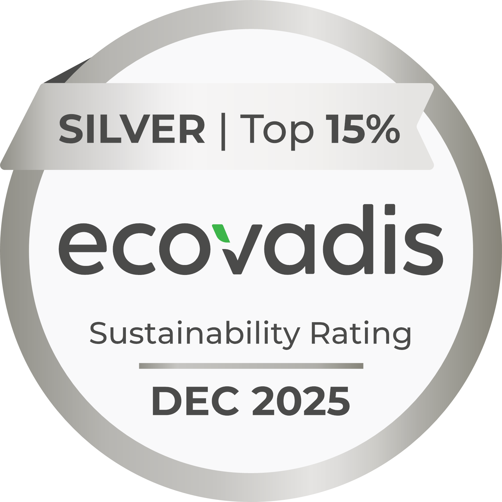 EcoVadis Silver Sustainability Rating - Top 15%